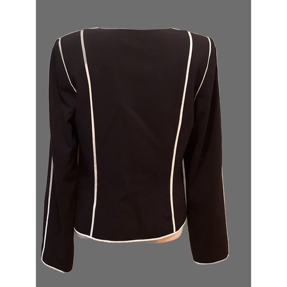 Calvin Klein Black Zippered fully lined Jacket with White Piping & Trim. Size 10 - Picture 7 of 7